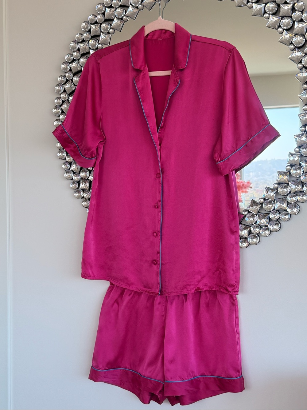 intimissimi Fuchsia Silk Short-Sleeve Pajama Set